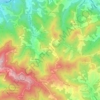 Mappa topografica Tetti None, altitudine, rilievo