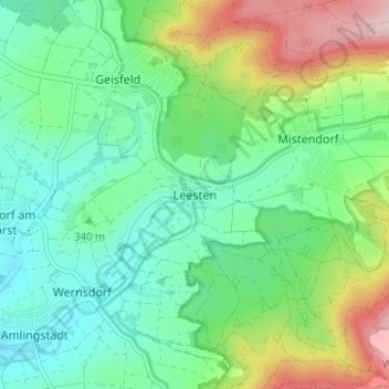 Mappa topografica Leesten, altitudine, rilievo