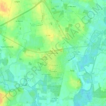 Mappa topografica Belle Branche, altitudine, rilievo