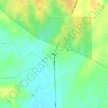 Mappa topografica Gillett, altitudine, rilievo