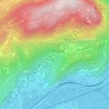 Mappa topografica Savignano, altitudine, rilievo
