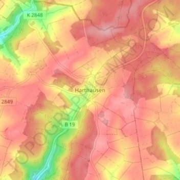 Mappa topografica Harthausen, altitudine, rilievo