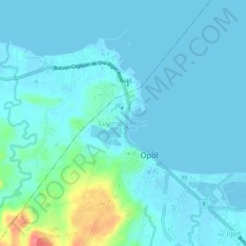 Mappa topografica Luyongbonbon, altitudine, rilievo
