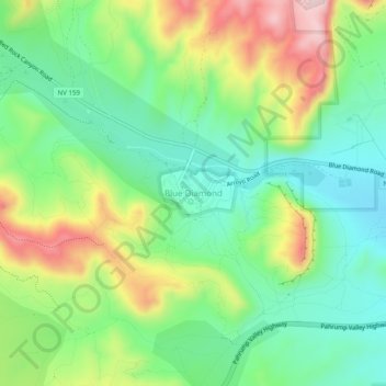 Mappa topografica Blue Diamond, altitudine, rilievo