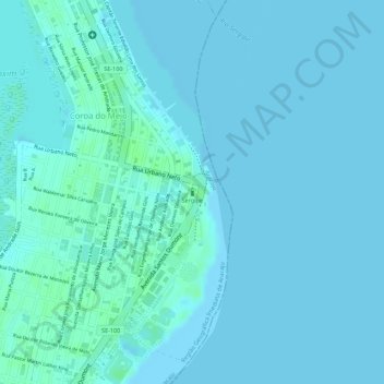 Mappa topografica Sergipe, altitudine, rilievo