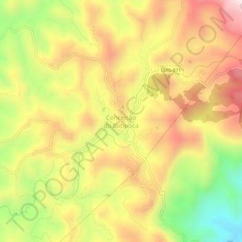 Mappa topografica Conceição do Ibitipoca, altitudine, rilievo
