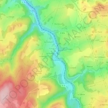 Mappa topografica Le Pont, altitudine, rilievo
