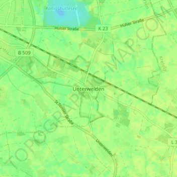 Mappa topografica Unterweiden, altitudine, rilievo