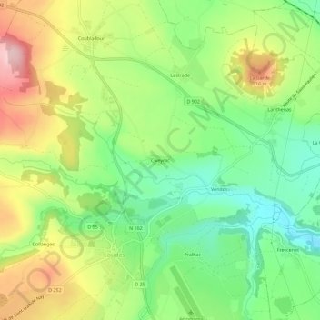 Mappa topografica Civeyrac, altitudine, rilievo