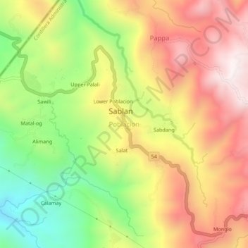 Mappa topografica Poblacion, altitudine, rilievo