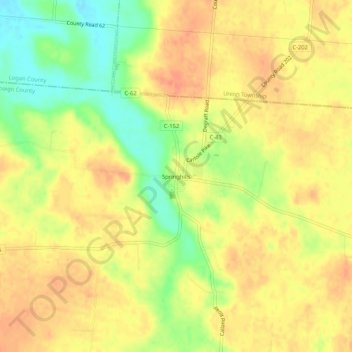 Mappa topografica Springhills, altitudine, rilievo