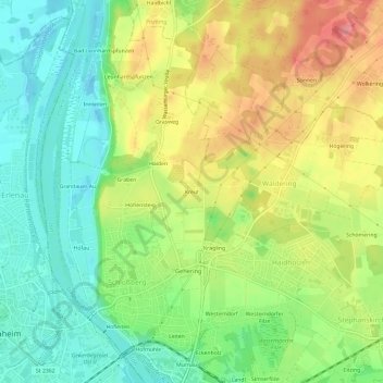 Mappa topografica Kreut, altitudine, rilievo