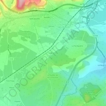 Mappa topografica Saint-André, altitudine, rilievo