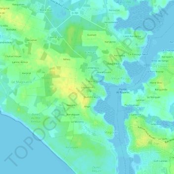 Mappa topografica Locquénin, altitudine, rilievo