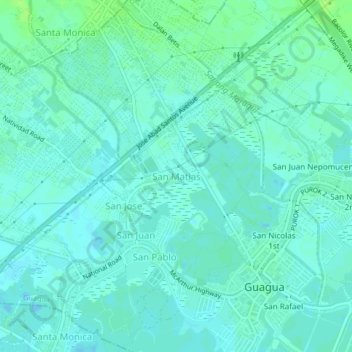 Mappa topografica San Matias, altitudine, rilievo