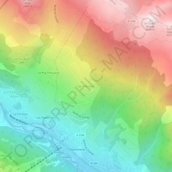 Mappa topografica Les Tronchets, altitudine, rilievo
