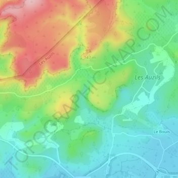 Mappa topografica Grotte de la Crouzade, altitudine, rilievo
