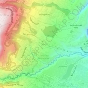 Mappa topografica Tanda, altitudine, rilievo