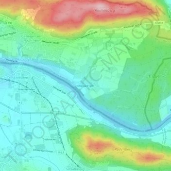 Mappa topografica Obergailingen, altitudine, rilievo