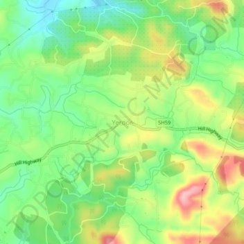 Mappa topografica Yeroor, altitudine, rilievo