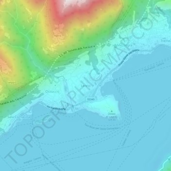 Mappa topografica Lenno, altitudine, rilievo