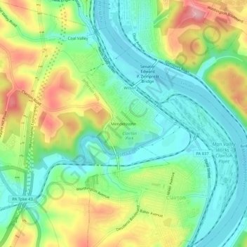 Mappa topografica Mendelssohn, altitudine, rilievo