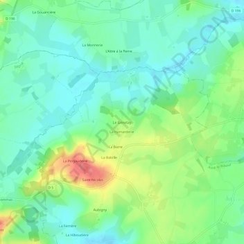 Mappa topografica Le Genetay, altitudine, rilievo