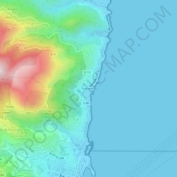 Mappa topografica Pietranera, altitudine, rilievo