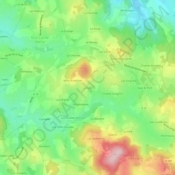 Mappa topografica Le Cote, altitudine, rilievo