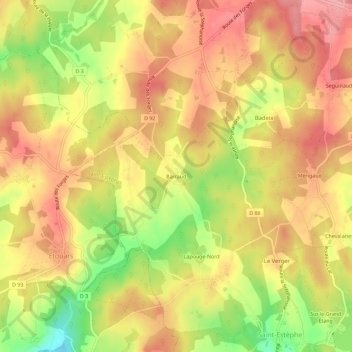 Mappa topografica Barraud, altitudine, rilievo