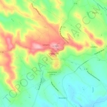 Mappa topografica La Rouquette, altitudine, rilievo