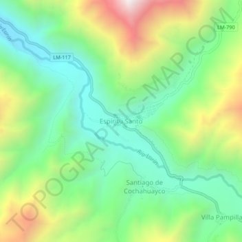 Mappa topografica Espíritu Santo, altitudine, rilievo
