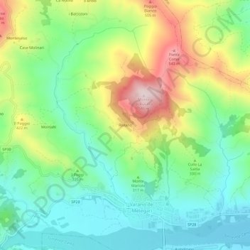 Mappa topografica Riviano, altitudine, rilievo