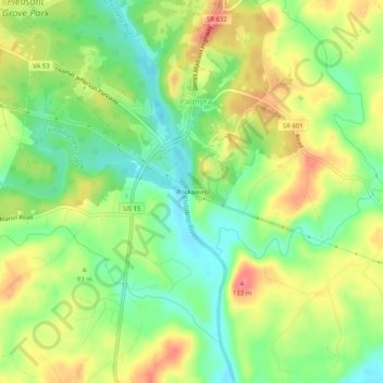 Mappa topografica Rockaway, altitudine, rilievo