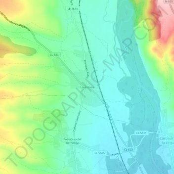 Mappa topografica Lorenzana, altitudine, rilievo