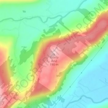 Mappa topografica Morro Azul, altitudine, rilievo
