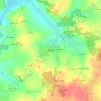 Mappa topografica Le Manoir, altitudine, rilievo