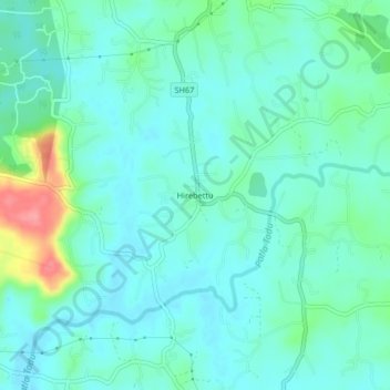 Mappa topografica Hirebettu, altitudine, rilievo