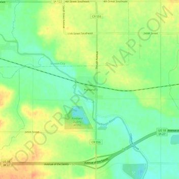 Mappa topografica Portland, altitudine, rilievo