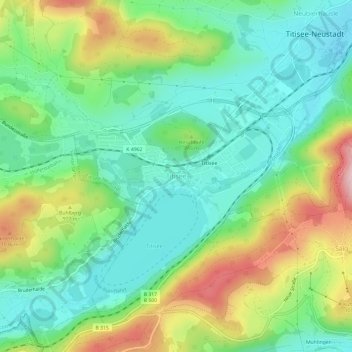 Mappa topografica Titisee, altitudine, rilievo