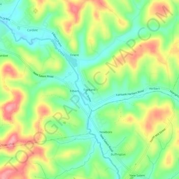 Mappa topografica Fairbank, altitudine, rilievo