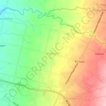 Mappa topografica Kalasuyan, altitudine, rilievo