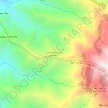 Mappa topografica Santa Rosa de Totoras, altitudine, rilievo