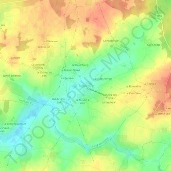 Mappa topografica Trégomar, altitudine, rilievo