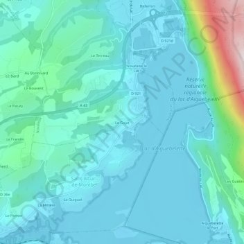 Mappa topografica Le Gojat, altitudine, rilievo