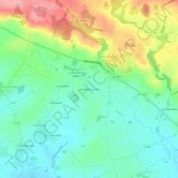 Mappa topografica Les Petites Landes, altitudine, rilievo