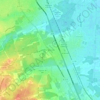 Mappa topografica Le Bouscaut, altitudine, rilievo