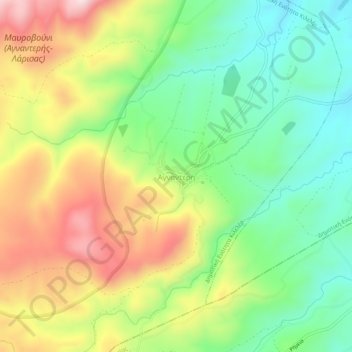 Mappa topografica Agnanderi, altitudine, rilievo
