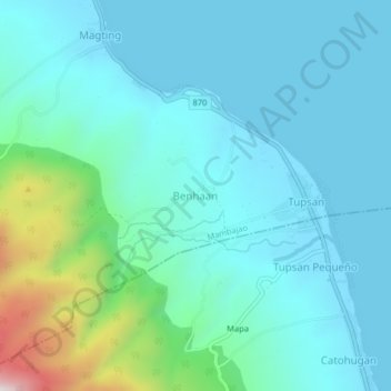 Mappa topografica Benhaan, altitudine, rilievo