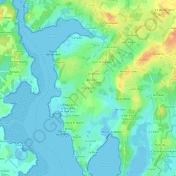 Mappa topografica Botconan, altitudine, rilievo